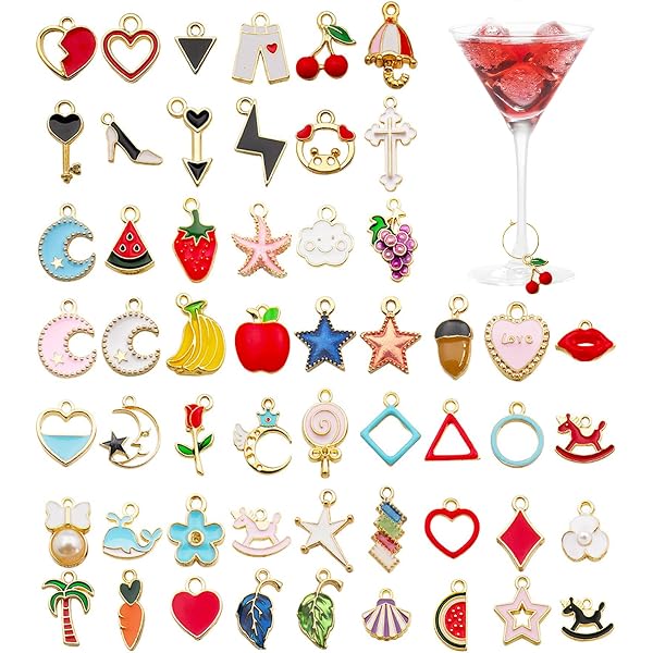 Set 20 Segnabicchieri Con Ciondoli Floreali Smaltati – Identificatori Per Bicchieri Da Vino, 10 Stili, Con Anelli E Scatola Portagioie