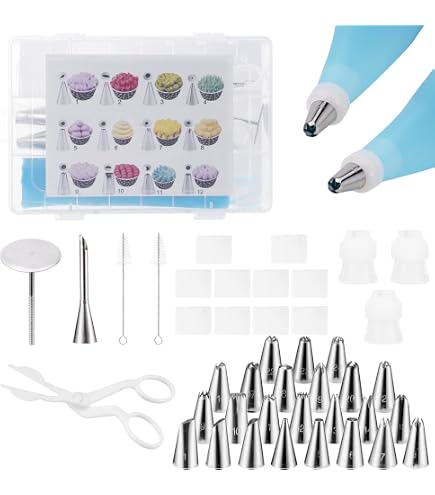 Kit Poche à Douille 15 Pièces - Avec Embouts Inox Et Grattoirs - Pour Décorations Gâteaux Et Cupcakes