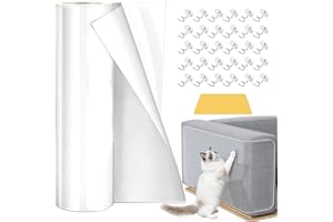 BBLTIFF Protector Sofa Gatos Arañazo 5m x 30cm, Cinta Transparente Autoadhesiva, Protector de Muebles Gatos con 30 Clavos de Fijación y un Espátula, para Sofás, Puertas, Paredes y Armarios