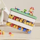 TEGOVE Storage Boxes For Lego Toy Organizer,Transparent Storage Boxes, 2 Tiers, For Building Blocks And Puzzles, Small Parts