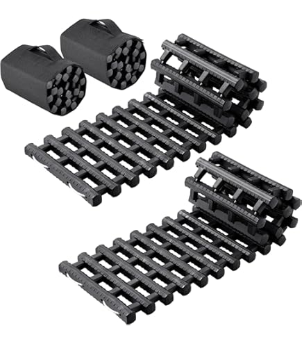 GOPLUS 2 x Sand Plate Starter Recovery Board Offroad Tracks Max 10T Load, Traction System Car in Snow, Mud, Sand, Tire Ladder for Car, Truck (107×31×7cm, Black