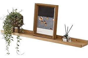 Gieanoo Floating Shelf, 40cm Solid Oak Wood Rustic Shelf Wall Mounted Picture Ledge Shelf with Lip Radiator Shelves For Living Room, Kitchen, Bedroom, Bathroom