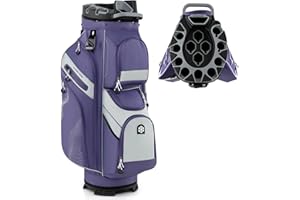 COSTWAY Sac de Golf avec 14 Compartiments, Sac de Club de Golf Portable avec Fermeture à Glissière 11 Poches Sac Isotherme Sangle Rembourrée Poignées Porte-Parapluie Housse de Pluie