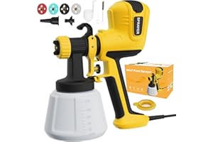 RAZIOL Pistola Pintura, Pistola Pintura Electrica HVLP de 700W con Conexiones para Limpieza y Soplado, 4 Boquillas y 3 Patrones, para Cobertizos de Muebles, Gabinetes, Cercas, Paredes, Puertas, etc.