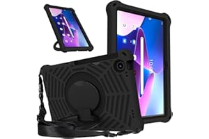 ZORSOME Étui pour tablette Lenovo Tab M10 Plus 10,6" 2022 TB-125F/128F pour enfants – EVA léger résistant aux chocs avec poignée rotative à 360 ° et sangle d'épaule, noir