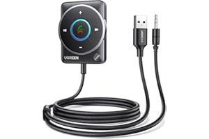 UGREEN Récepteur Bluetooth 5.4 Voiture Adaptateur Jack 3.5mm Auxiliaire pour Stéréo Haut-Parleur Enciente Recepteur Autoradio Micro Intégré Appel Main Libres