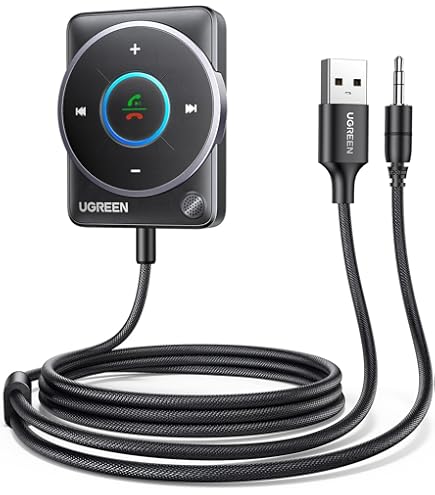 Hama Bluetooth handsfree-installatie voor auto's met AUX-ingang (met 2-voudige USB-oplader, draadloos bellen en muziek beluisteren via autoluidsprekers, 3,5 mm jackadapter, auto-audio, Bluetooth 5.1