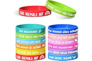 LVZONGXIN 24 Stück Motivationsarmbänder Kinder auf Deutsch 20cm Silikonarmband Mitgebsel Mitbringsel Kindergeburtstag Einschulung Geschenk Schultüte Füllung Schulkind Mutmacher Abschiedsgeschenk