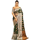 Sari En Soie Banarasi Pour Femme Avec Chemisier Assorti - Style Traditionnel Indien Festif