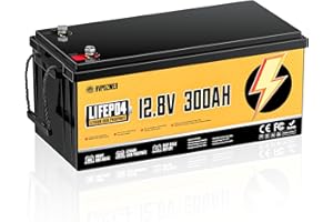 Rvpozwer 12V 300Ah Bateria Lifepo4, Batería de Litio con BMS de 200A y Protección Contra Bajas Temperaturas, 18000 Ciclos, Baterías de 3840Wh Para Autocaravanas, Caravanas, Barcos y Placas Solares