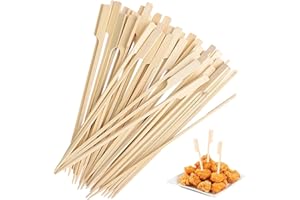 DAFENCAR 200 Stücke Holzspieße, 18cm Schaschlikspieße Holz, Naturholz Spieße, Biologisch Abbaubar Burger Spieße, Spieße Holz Geeignet für Partys Geburtstage Hochzeiten Picknicks Obst Snacks Grillabende
