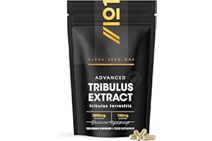 Tribulus Terrestris-Extrakt 5000 mg – hochwirksame 95% Saponine – 120 vegane Kapseln (Vorrat für 4 Monate) – von Alpha01