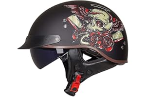 EBAYIN Casque Moto Homme Homologué Casque Bol Homologué Casque Moto Vintage Casque Jet pour Moto Casque Scooter Homme ECE Homologué Pilote Jet Casque Personnalité Casque de Moto