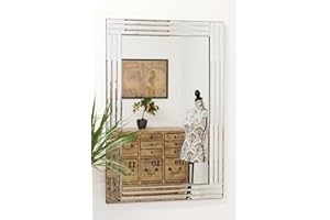 MirrorOutlet Large All Glass Venetian Wall Mirror-Rectangular for Lounge, Dining Room, Bedroom, Bathroom and more-90cm X 60cm. UK's Largest Stockist, Frameless, 90 x 60