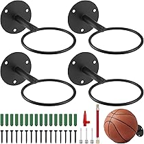 Lot De 2 Supports Muraux Pour Balles De Sport - Design Paume - PVC Noir - Dimensions 15x21.5 Cm - Pour Basket, Foot, Volley - Vis Et Clous Inclus