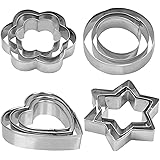 HQdeal Set di 12 Formine per Biscotti, Formine per Biscotti a Forma di Fiore Stella Cuore Rotondo, Coppapasta Rotondo Acciaio