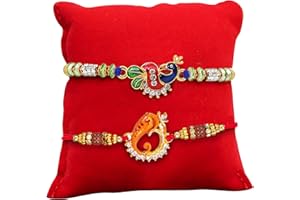 TIED RIBBONS Set of 2 Rakhi for Brothers Rakhi for Bhaiya | Wishes Card | Roli Tikka - Raksha Bandhan Rakhi Bracelet for Brother
