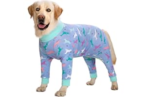 MIAODODO Reha-Anzug für mittelgroße und große Hunde nach Operationen, atmungsaktiver Full Cover-Hunde-Bodysuit, Einteiler, Schlafanzug, Kegel-E-Kragen, Alternative chirurgische Bauchwunden und Hautschutz