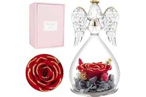 MIOFULA Cadeau Fete des Meres Rose Eternelle Cadeau Maman,Cadeau Anniversaire Maman Femme Rose Eternelle sous Cloche Ange,Fleur Eternelle Cadeau Femme Fete des Meres,Rose Éternelle Idée Cadeau Fete des Meres