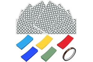 ZHUROUPU 400Pcs 21700 Lithium Battery Insulator Rings, Highland Barley Paper Hollow Paper Pad Self-Adhesive Electrical Insulation Ring, 18650 PVC DIY Battery Wrap Heat Shrink Tube with Polyimide Tape