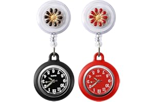SibyTech Nurse Fob Watch, Clip-on Hanging & Retractable Medical Pocket Watch for Men Women, Pointer Glow in Dark,Health Care Nurse Doctor Brooch Fob Watch
