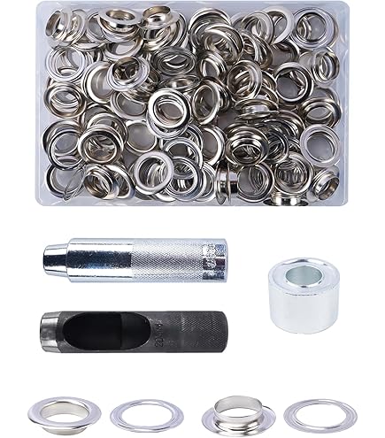 Kit Occhielli 20mm 100 Pezzi | Con Punzone Per Pelle E Tessuto - Tono Argento - Foto 8