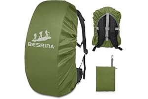 Besrina Backpack Rain Cover (15-90L),Upgraded Non-Slip Cross Buckle Strap & Reflective Waterproof Rucksack Cover for Hiking Camping Traveling Cycling