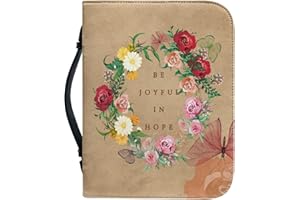 DAJINGKJ Custodia Bibbia con cerniera grande in pelle personalizzata borsa biblica donna uomo borsa Bibbia libro chiesa borse con manici, Corona rotonda kaki, XL