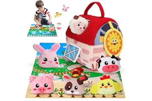 WhizWinks Baby Montessori Toys 6-12 Months - Farm Animals Sensory Toy for 1-3 Year Old Boys Girls Toddler with Rattle, Squeaky, Crinkle Paper, Mirror | 1st Birthday Gifts for Babies