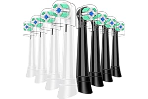 CALLYSONIC Recambio Cepillos Compatible con Oral B IO Cepillos Eléctrico, Cabezal redondo Compatible con Oral B IO 2/3/4/5/6/7/8/9/10 Para dientes limpios (8 Negro/Blanco)