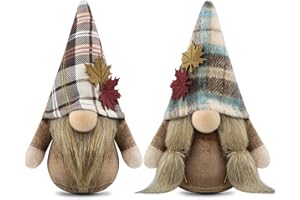 Gehydy Set of 2 Autumn Gonks Decoration 3D Maple Leaf Gnome Handmade Decor for Home Kitchen