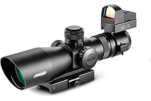 AOMEKIE Riflescope 3-9X42mm Red/Green Dot Sight with Top Airsoft Red Dot Sight Riflescope Combo Set with Adjustable Brightness and 20mm/22mm Picatinny Rail Mount