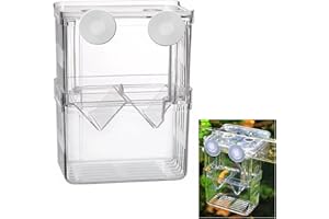 CONGGUAN Aquarium Fish Breeding Box Transparent Plastic Breeder Box for Fish Tank Fry Hatchery Incubator Hatching Box for Guppy Tropical Fish Floating with Suction Cups (7 * 8 * 11CM)