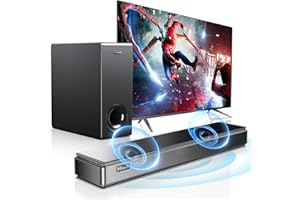 Hiwill Soundbar 120W per TV 4K e HD/Casse Pc, Soundbar TV con Subwoofer 5,25'', Sistema Audio Surround, Bassi Profondi Regolabili, 2xDSP, Bluetooth 5.3 HiFi Audio, HDMI ARC/Opt/AUX/USB