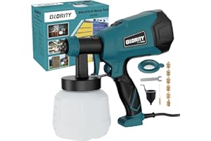 Pistola a Spruzzo, GLORITY 700W Spruzzatori di Vernice con 6 Ugelli in Rame e Filtro, Flusso Massimo di 1000ml/min, 3 Modalità di Pittura, Capacità 1000ml, Facile da Usare e da Pulire, PS70A