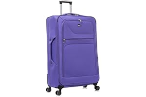 Aerostar Extra Large 32” Lightweight Softshell Expandable Suitcase, Integrated Combination Lock, 4 Wheels Check in Luggage for 30kg (Purple, 162 litres)