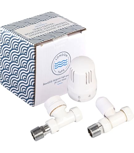 Pair Modern Straight Radiator Valves Chrome