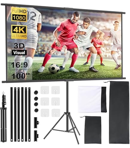 excelimage Projectiescherm met statief, draagbare projector, 100 inch