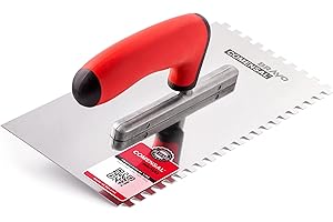 COMENSAL® Llana Dentada Inox - Llana Peine - para Colocación de Baldosas - Espátula Dentada - Mango Ergonomico - Made in EU - 6x6 mm