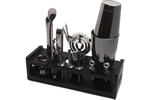 LACARI HOME & LIVING Kit Cocktail | Cocktail Set da 17 Pezzi | Shaker Cocktail en noir | Set Cocktail Professionale con jigger, cucchiaio agitatore, pestello e setaccio ecc. | Set Cocktail e Kit Barmann en Acier Inox 304