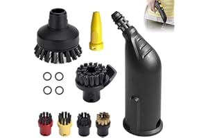 GIONAR 12 PCS Steam Cleaner Accessories for Kärcher SC1 SC2 SC3 SC4 SC5 SC7 CTK10 CTK20, Nylon 4 Round Brush, 2 Large Round Brush, 1 Nozzle, 4 Sealing Ring and 1 Gap Nozzle