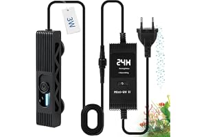 DBREAKS UV-sterilisering med 3W timer för akvarium 20–30 cm | UV akvarielampa med sugkoppar och skyddslock, UVC-klargörare fö