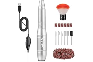 ALLE'S Ponceuse pour Ongles Professionnelle,Lime à Ongles Electrique Portable 6 en 1,Manucure Machine Puissante et Silencieuse,20000 RPM Portable Kit de Manucure Pédicure pour Salon et Maison,Argent