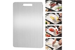 Pavlleen Tabla de cortar de titanio,Tabla Cortar Acero Inoxidable para Cocina,para carne, pan, verduras, frutas,Apta para Lavavajillas (39 x 28 cm)
