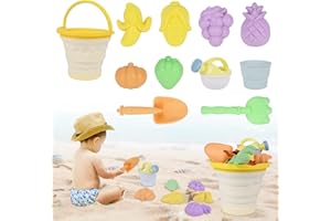 Gerbala Jouet de Plage Enfant, 11 Pièces Jeux de Plage avec Seau Citron Plage Pliant, Roue À Eau, Pelle Râteaux Moules, Glace Jeu de Plage Enfant pour Bac a Sable Intérieur Extérieur (Jaune)
