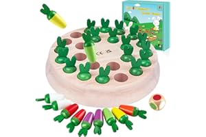 Mystooy Karotten Memory Spiel,Gedächtnis Schach Holz,Kinderspiele Lernspielzeug Montessori Spielzeug ab 3 4 5 Jahre,Familien Brettspiel Training Konzentration Geburtstagsgeschenke für Kinder
