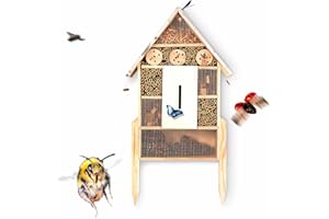 bambuswald© Hôtel à Insectes 78 x 37 cm | Abri hôtel pour Abeilles et Insectes - Maison d'insectes en matériaux naturels. Protection de la Nature et des espèces vivantes pour la Maison - nichoir