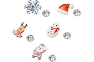 PRK 14 5PCS Christmas Brooch Pins Santa Snowman Reindeer Novelty Xmas Tree Badge Lapel Pin Set Jewelry Secret Gift Decoration For Men Women Boys Girls Clothing Accessory Dress Up