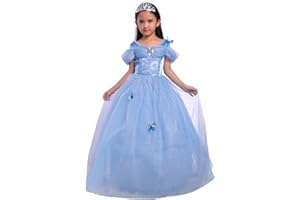 Lito Angels Disfraz de Princesa Cenicienta Bella Aurora con Mariposa para Niña, Vestido de Fiesta de Cumpleaños Halloween
