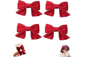 LEFSDVF 4 Pcs Red Hair Bows, Red Hair Clips, Hair Bows for Girls, Red Bow Barrettes for Little Girls Cute Hair Accessories for Girls Bowknot Hair Clip Cheerleading Hairpin Children's Day Styling Accessories
